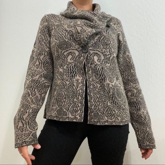 Mary Made in Italy Jackets & Blazers - Mary Made in Italy Women’s L Wool Blend Cowlneck Thick Knit Cardigan